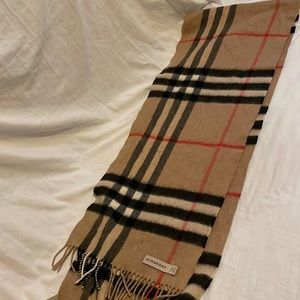 Burberry tan check lightweight wool scarf